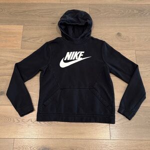 NIKE Black Sportswear Club Fleece Cotton Terry Pullover Hoodie Sweatshirt Sz XL